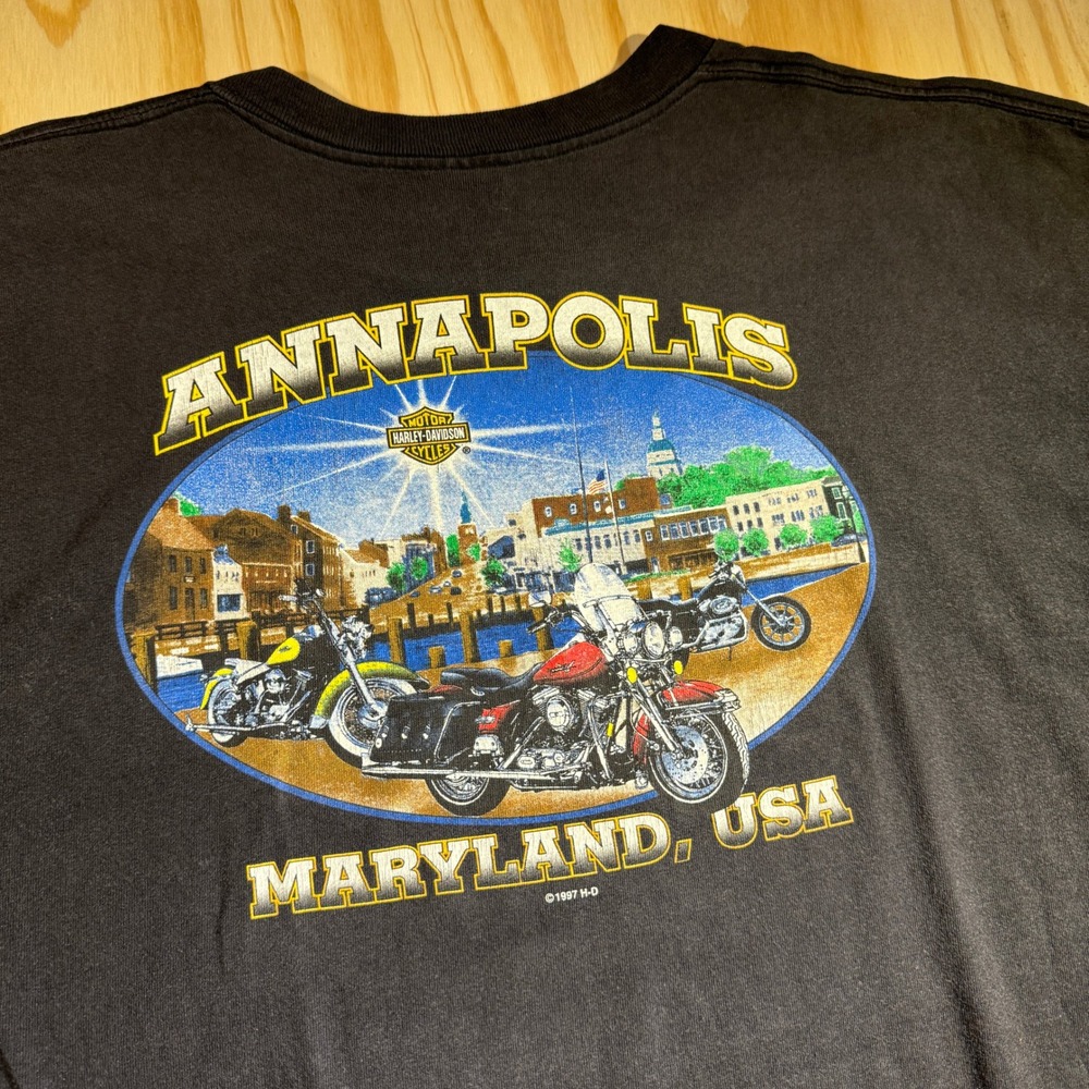 Harley-Davidson Men's Annapolis Maryland Vintage Spark Plugs T-Shirt Black XXL